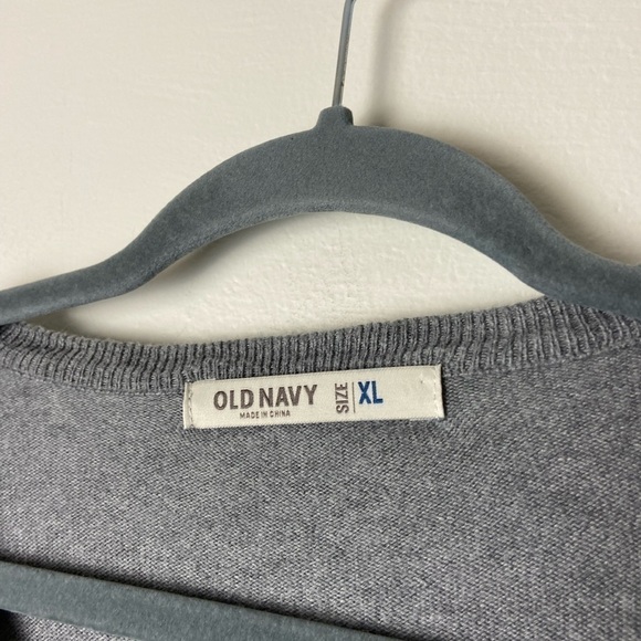 OLD NAVY • Men’s Grey Cotton V Neck Long Sleeve Sweater Size XL - Picture 4 of 5